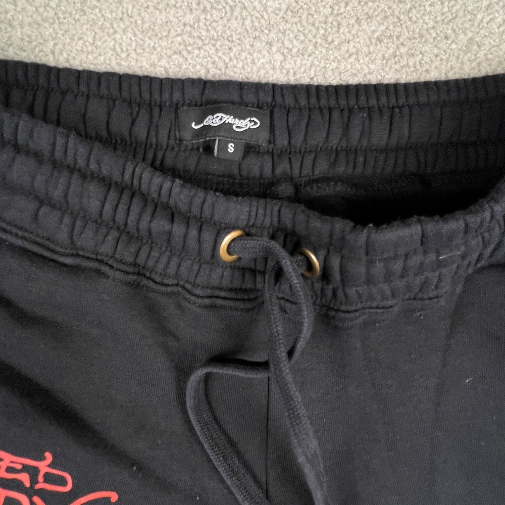 Ed Hardy Sweatpants Women Small Black Wide Leg Skull Graphic Y2K Streetwear Punk - Picture 5 of 16